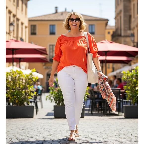 NEW Lauren Ralph Lauren Top Womens XL Mature Basic Preppy Boho Spring Stretch - Picture 1 of 7